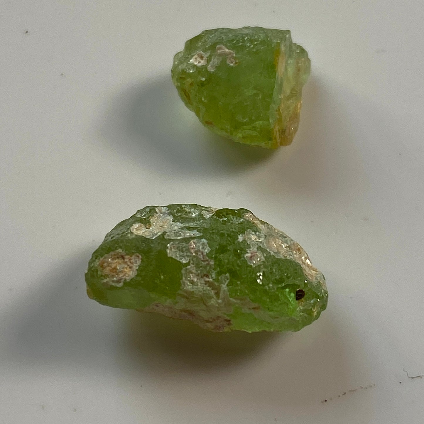 PERIDOT x 2 SPECIMENS FROM MOGOK, MANDALAY, MYANMAR  2g  MF1778