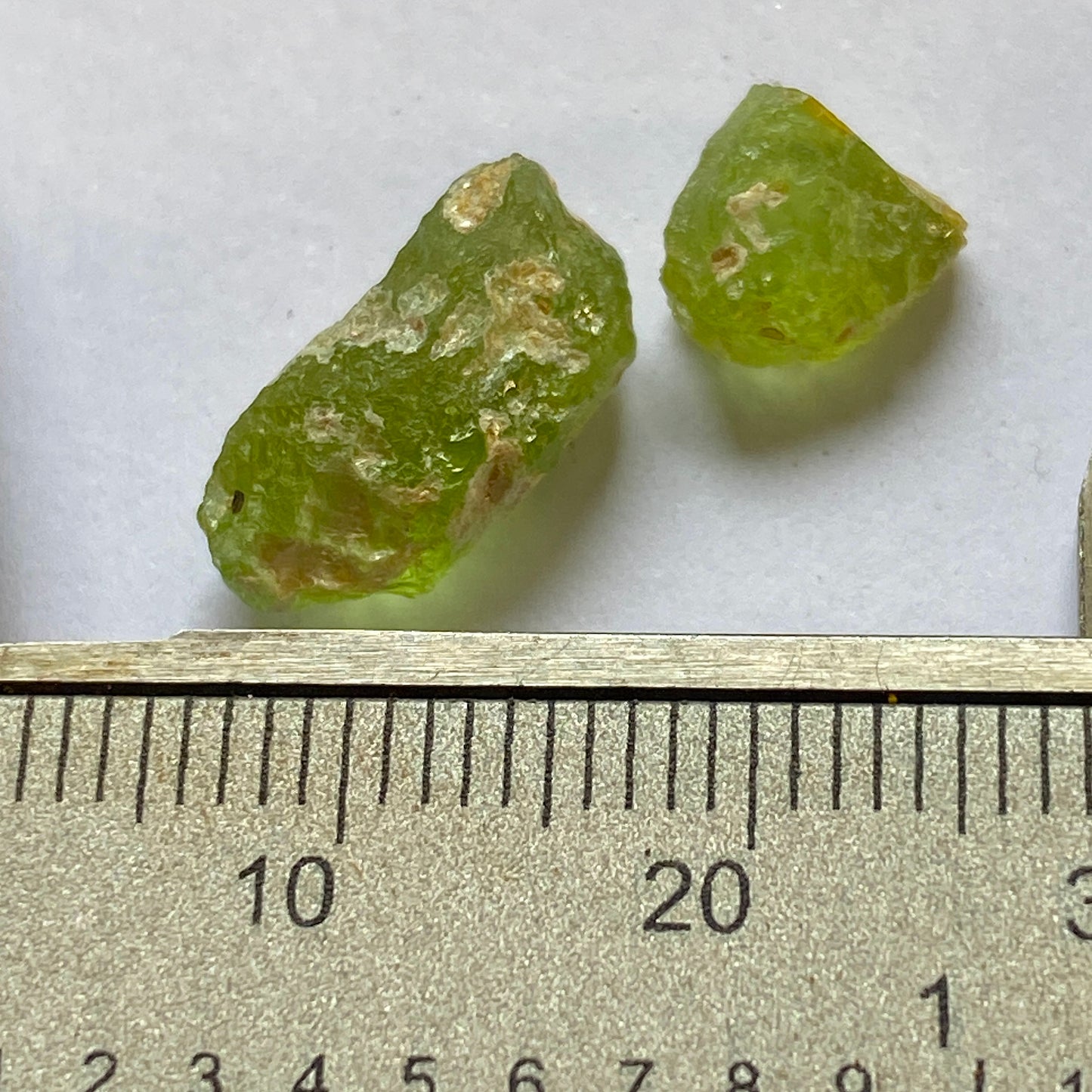 PERIDOT x 2 SPECIMENS FROM MOGOK, MANDALAY, MYANMAR  2g  MF1778