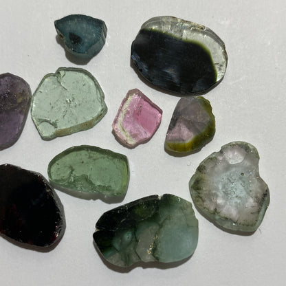 TOURMALINE NATURAL SLICE  GEMSTONES  X 10 PIECES - MINAS GERAIS, BRAZIL 27Ct  MFG5058