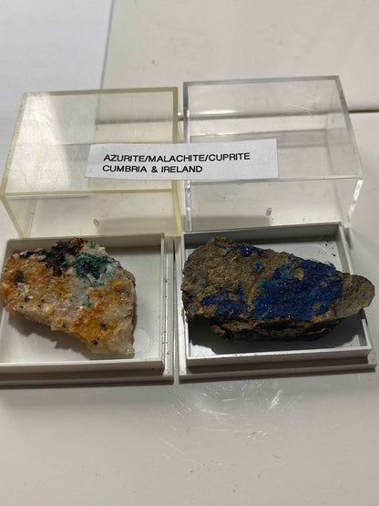 AZURITE/MALACHITE/CUPRITE 2 SPECIMENS FROM CUMBRIA & IRELAND  MF4990