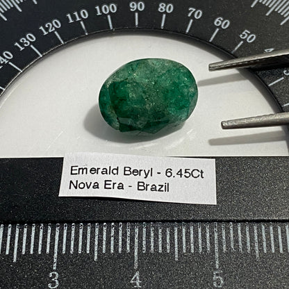 EMERALD BERYL NATURAL GEMSTONE - NOVA ERA, MINAS GERAIS, BRAZIL 6.45Ct MFG1946