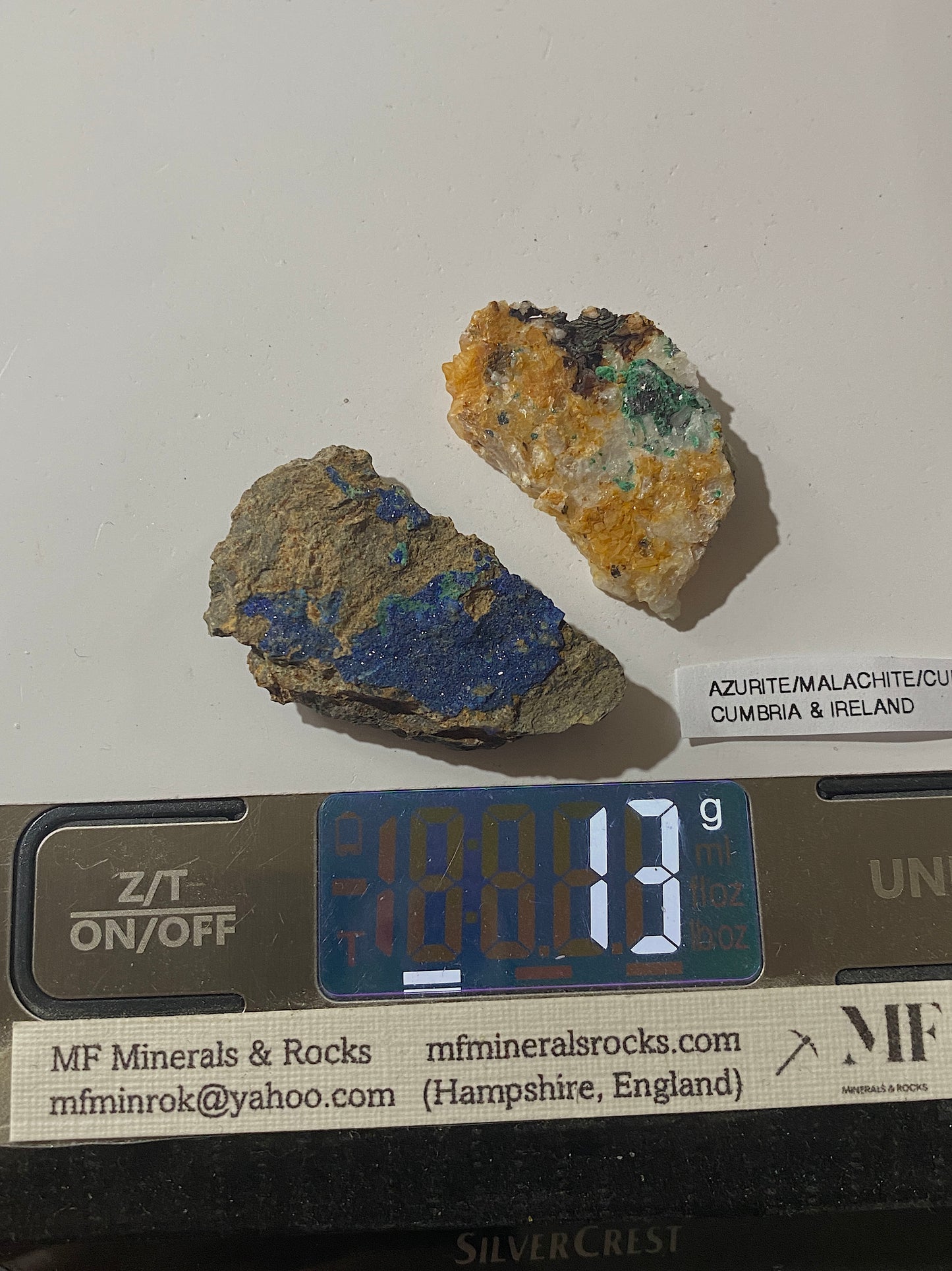 AZURITE/MALACHITE/CUPRITE 2 SPECIMENS FROM CUMBRIA & IRELAND  MF4990