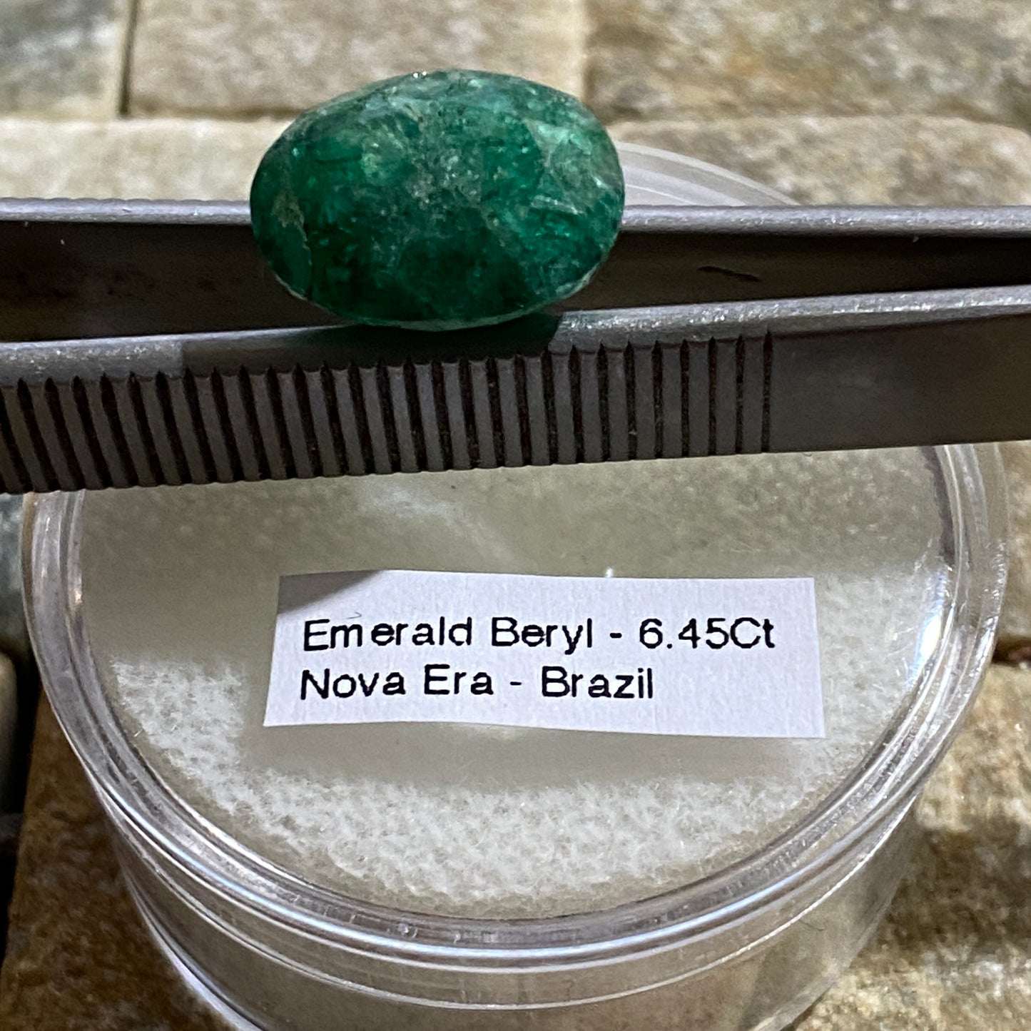 EMERALD BERYL NATURAL GEMSTONE - NOVA ERA, MINAS GERAIS, BRAZIL 6.45Ct MFG1946