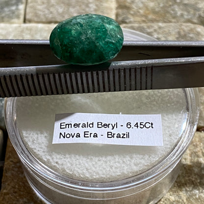 EMERALD BERYL NATURAL GEMSTONE - NOVA ERA, MINAS GERAIS, BRAZIL 6.45Ct MFG1946