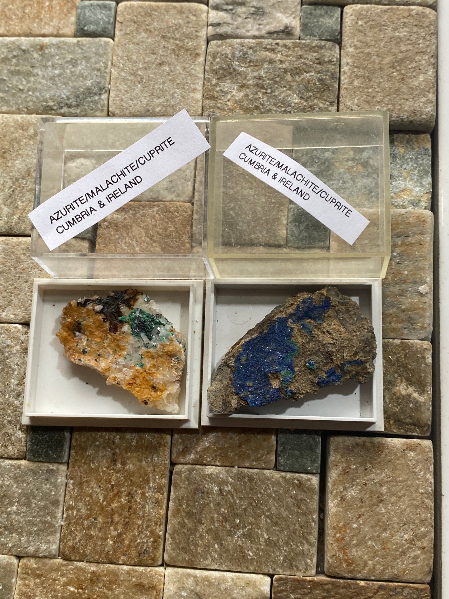 AZURITE/MALACHITE/CUPRITE 2 SPECIMENS FROM CUMBRIA & IRELAND  MF4990