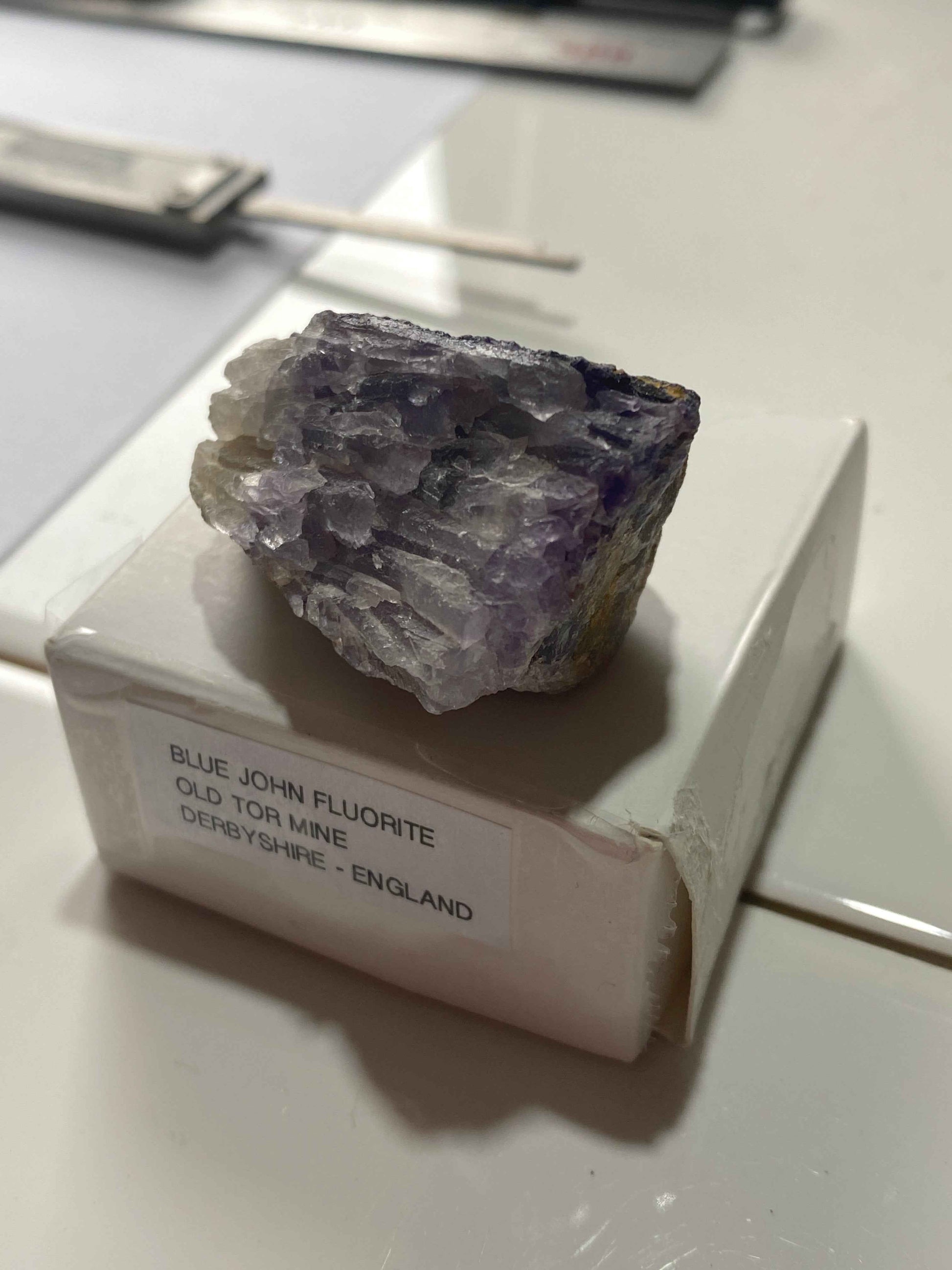 FLUORITE "BLUE JOHN":  OLD TOR MINE, CASTLETON, DERBYSHIRE   40g   MF4993