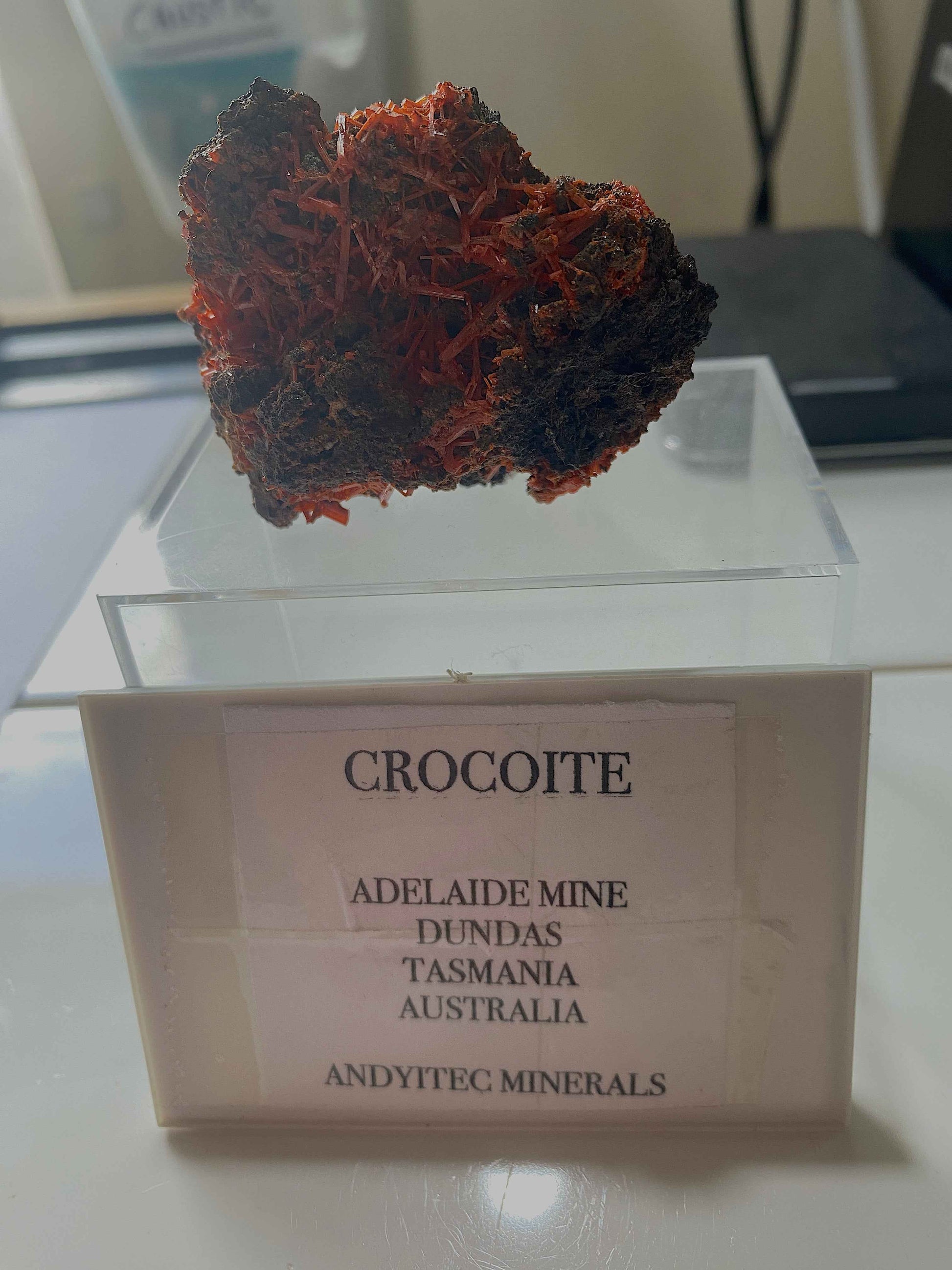 CROCOITE : ADELAIDE MINE, DUNDAS, TASMANIA, AUSTRALIA. 54g MF4996
