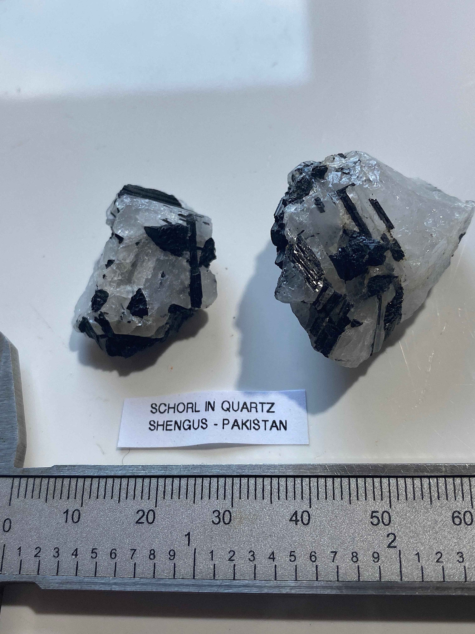 SCHORL TOURMALINE IN QUARTZ x 2 : SHENGUS, ROUNDU DISTRICT, PAKISTAN 26g MF4998
