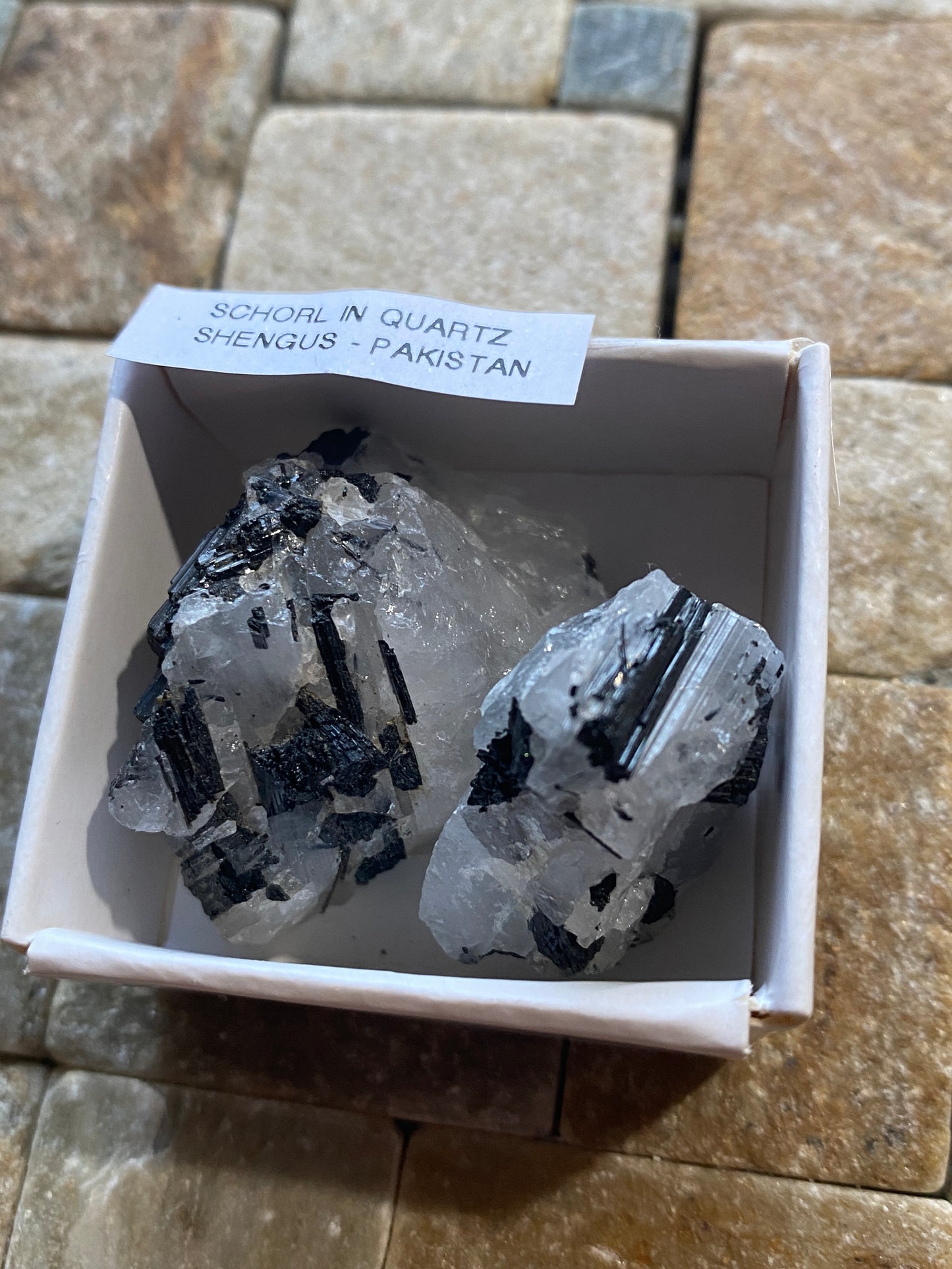 SCHORL TOURMALINE IN QUARTZ x 2 : SHENGUS, ROUNDU DISTRICT, PAKISTAN 26g MF4998