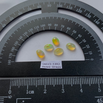 OPAL NATURAL GEMSTONES x 5 : MEZEZO, AMHARA, ETHIOPIA  1.69Ct MFG1880
