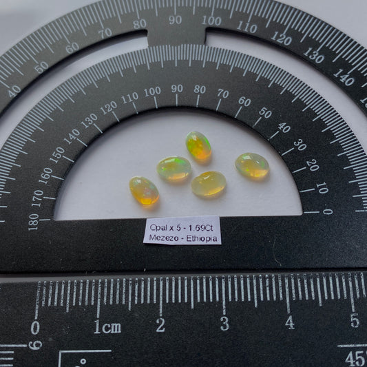OPAL NATURAL GEMSTONES x 5 : MEZEZO, AMHARA, ETHIOPIA  1.69Ct MFG1880