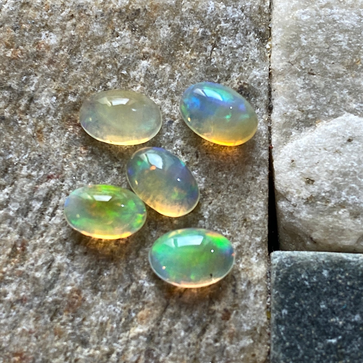 OPAL NATURAL GEMSTONES x 5 : MEZEZO, AMHARA, ETHIOPIA  1.69Ct MFG1880