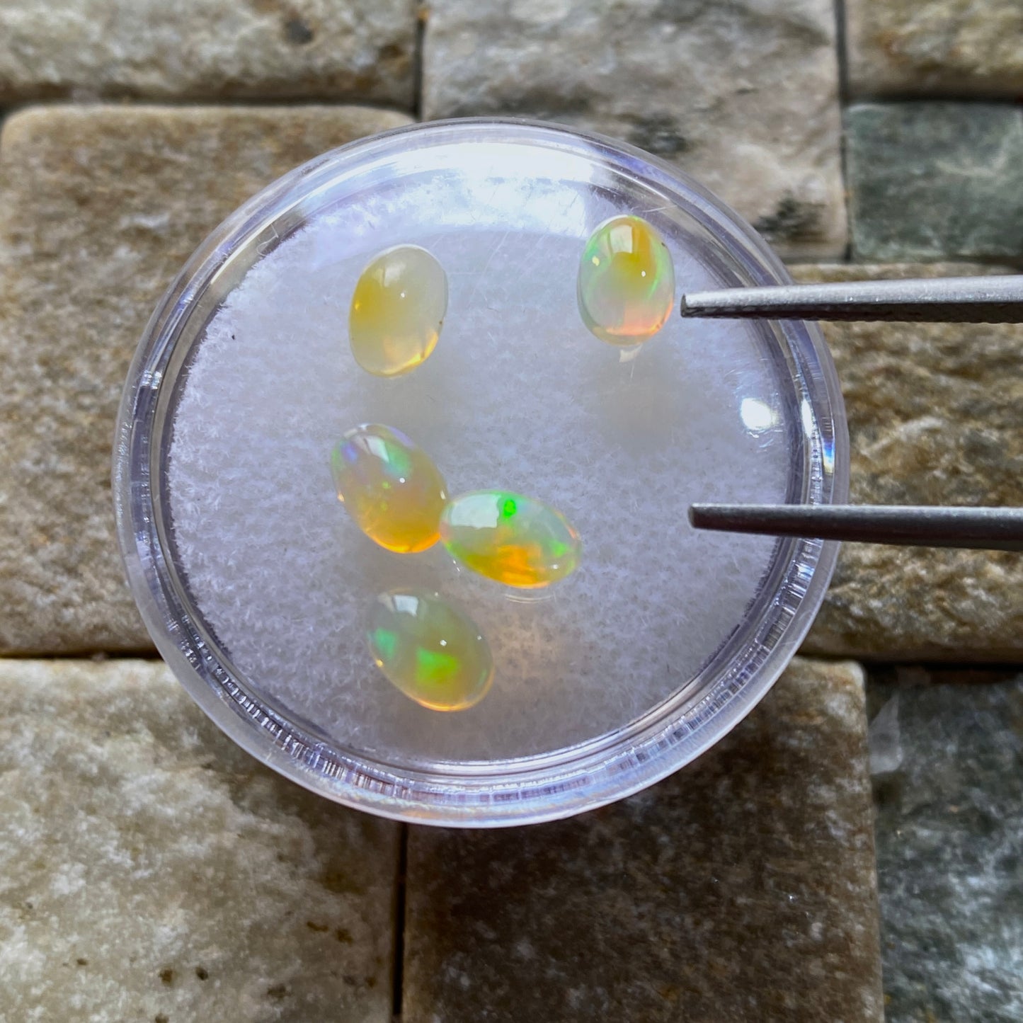 OPAL NATURAL GEMSTONES x 5 : MEZEZO, AMHARA, ETHIOPIA  1.69Ct MFG1880