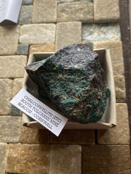 CHALCOPHYLLITE [ETC] : SOUTH TOLCARNE MINE, BEACON, CAMBORNE, CORNWALL 213g MF5012