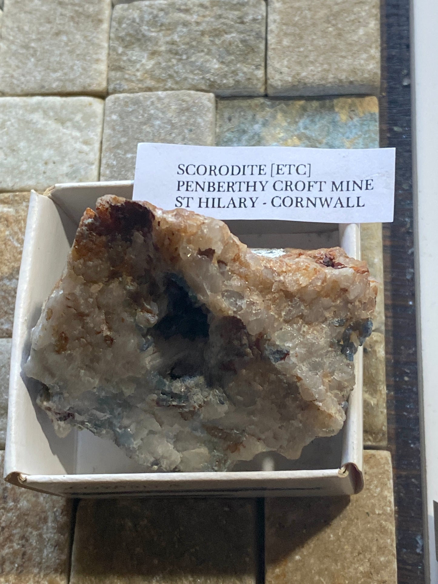 SCORODITE [ETC] : PENBERTHY CROFT MINE, ST HILARY, CORNWALL. 82g MF5014