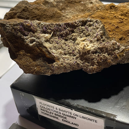 FLUORITE & BARYTE ON LIMONITE - COLDSTONES QUARRY, PATELY BRIDGE, YORKSHIRE 478g MF1343