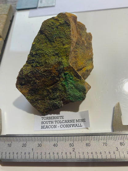 TORBERNITE : SOUTH TOLCARNE MINE, BEACON, CAMBORNE, CORNWALL. 97g MF5015