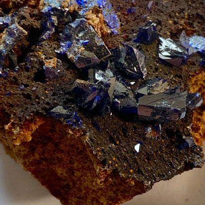 AZURITE ON LIMONITE, GIRILAMBONE COPPER MINE, N.S.W.  AUSTRALIA