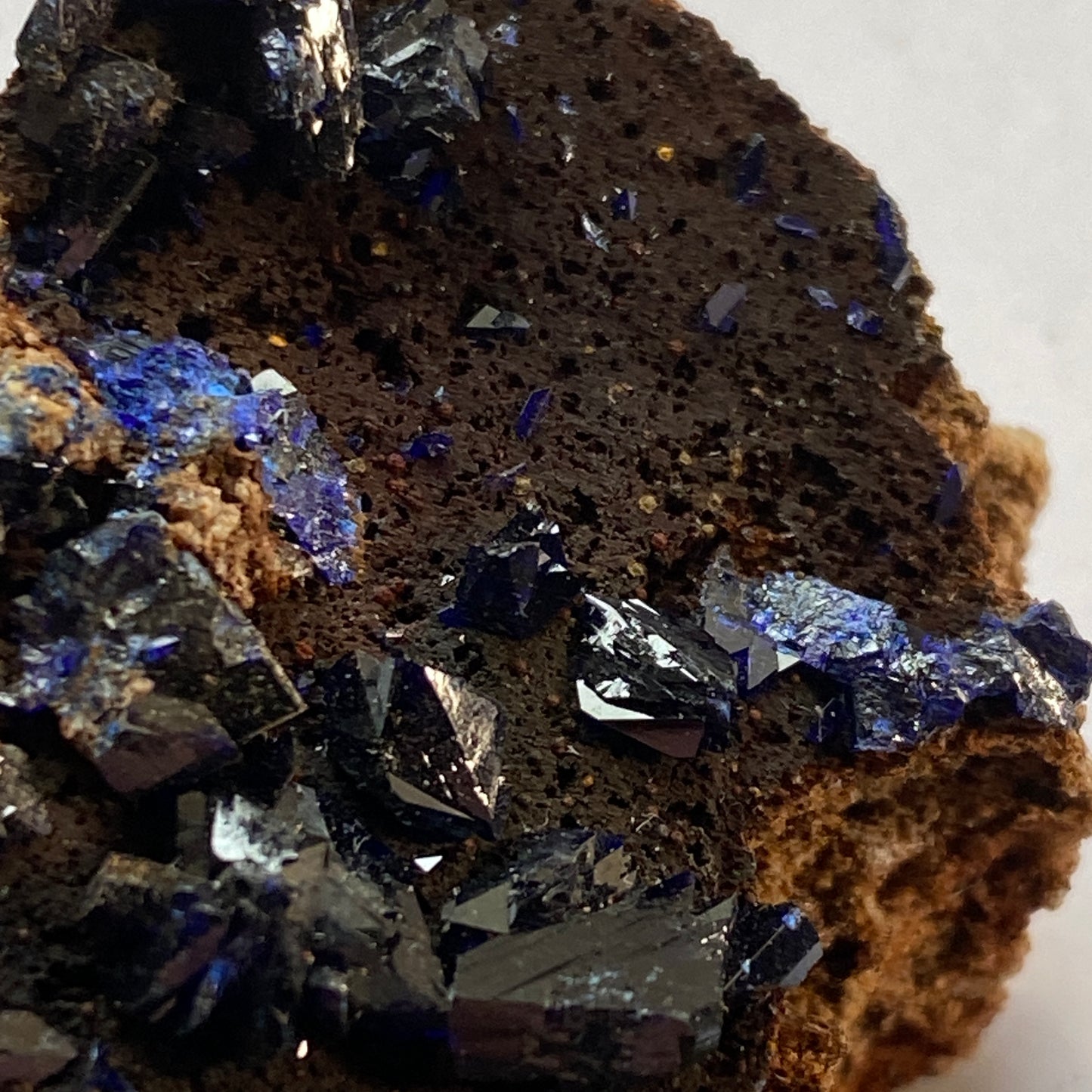 AZURITE ON LIMONITE, GIRILAMBONE COPPER MINE, N.S.W.  AUSTRALIA