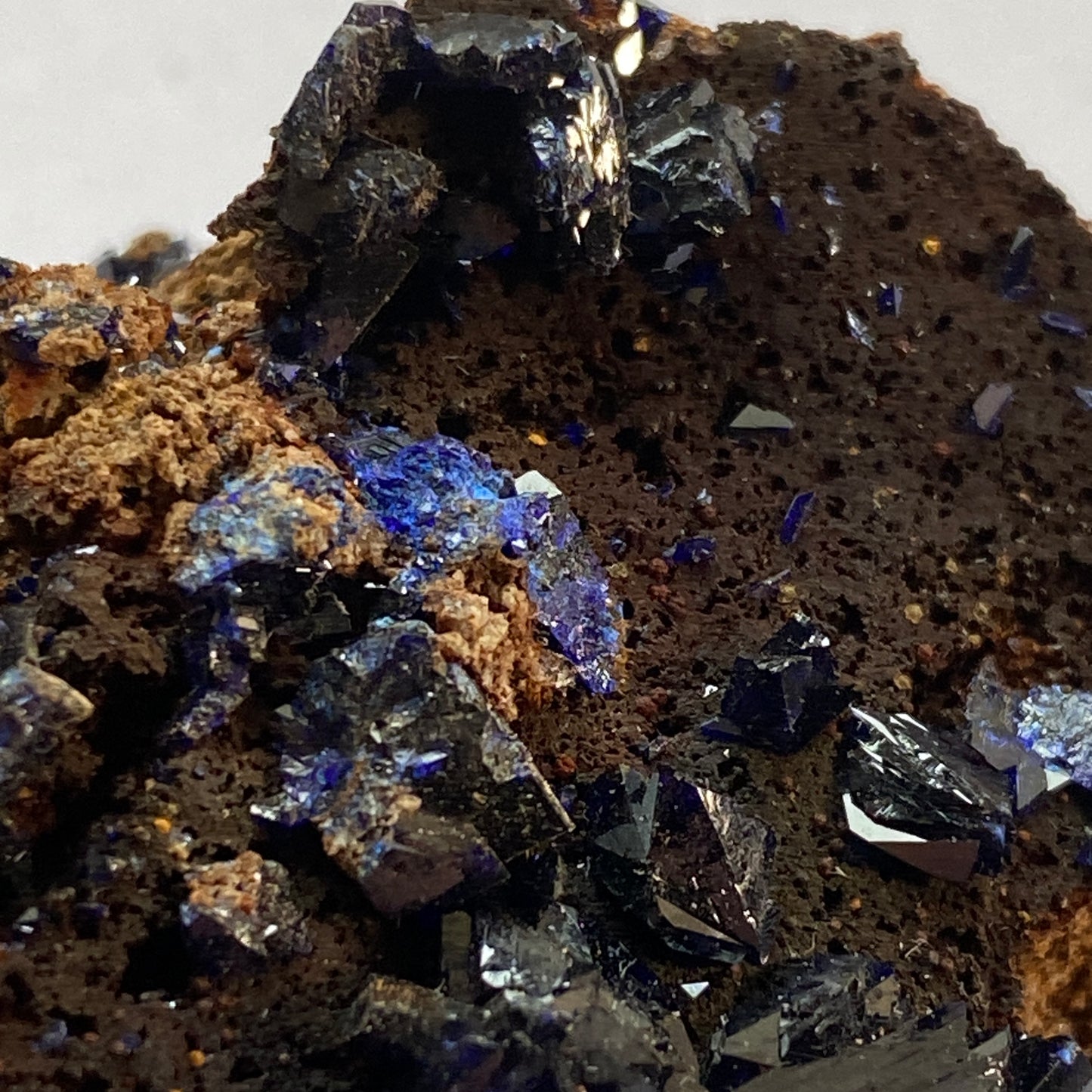 AZURITE ON LIMONITE, GIRILAMBONE COPPER MINE, N.S.W.  AUSTRALIA