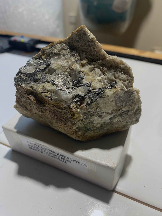 ARSENOPYRITE WITH NATIVE COPPER : SOUTH TOLCARNE MINE, BEACON, CAMBORNE, CORNWALL 212g MF5017