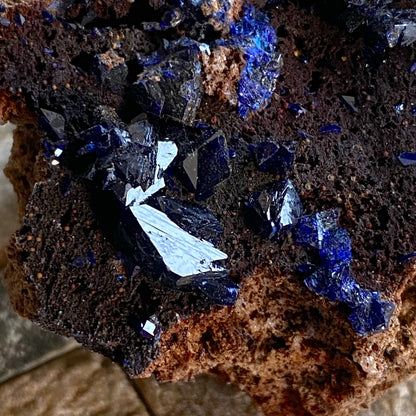 AZURITE ON LIMONITE, GIRILAMBONE COPPER MINE, N.S.W.  AUSTRALIA