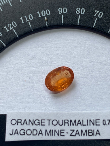 ORANGE TOURMALINE NATURAL GEMSTONE : JAGODA MINE, MKUSHI,CENTRAL PROVINCE, ZAMBIA. 0.72Ct MF4951
