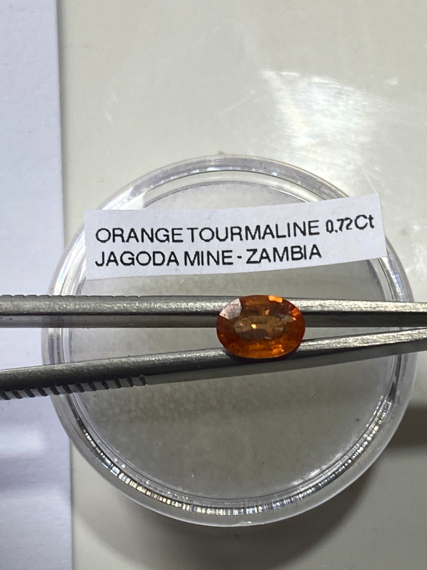 ORANGE TOURMALINE NATURAL GEMSTONE : JAGODA MINE, MKUSHI,CENTRAL PROVINCE, ZAMBIA. 0.72Ct MF4951