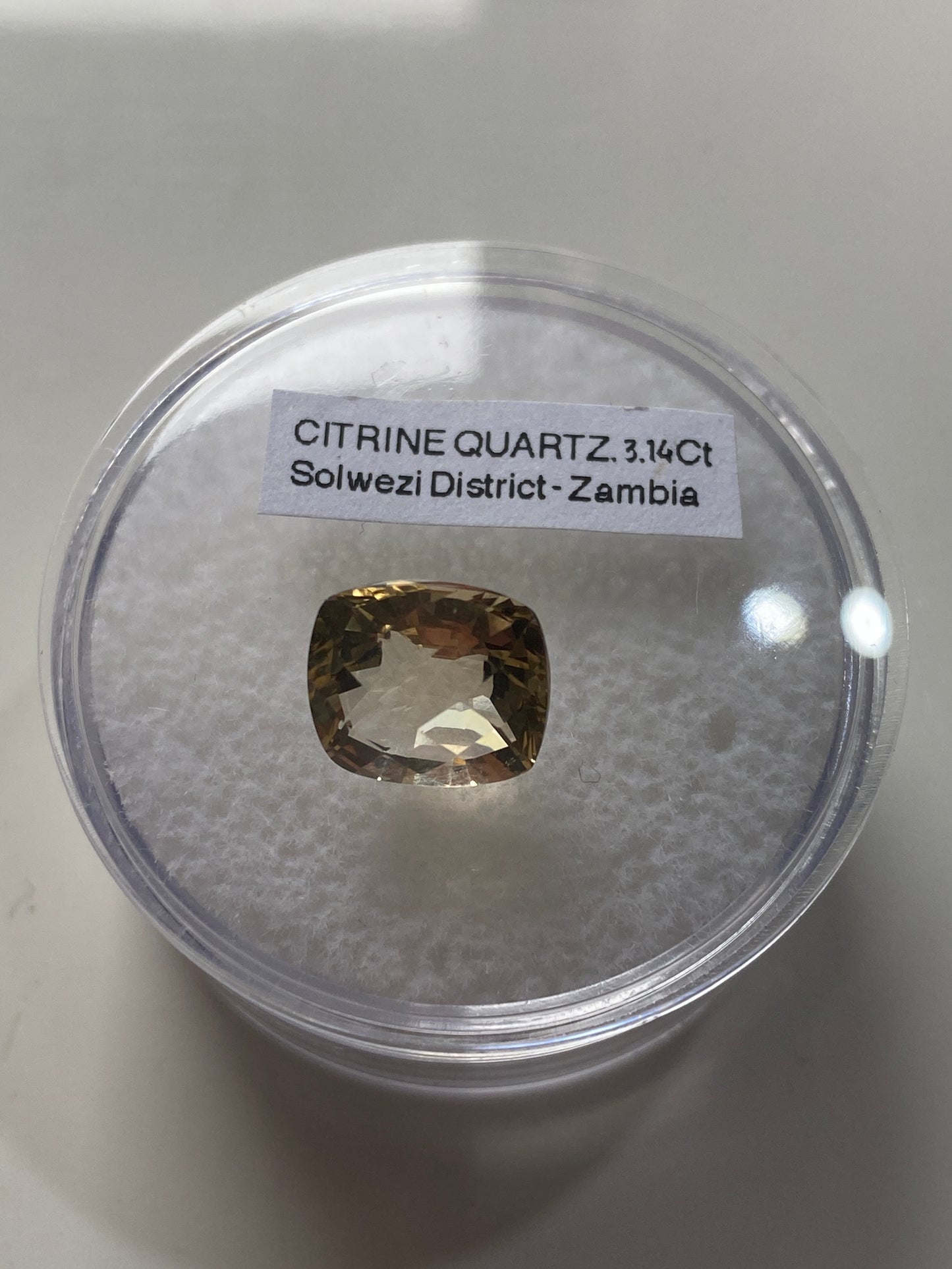 CITRINE QUARTZ NATURAL GEMSTONE : SOLWEZI DISTRICT, N.W. PROVINCE, ZAMBIA 3.14Ct MFG4959