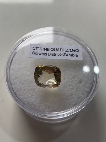 CITRINE QUARTZ NATURAL GEMSTONE : SOLWEZI DISTRICT, N.W. PROVINCE, ZAMBIA 3.14Ct MFG4959