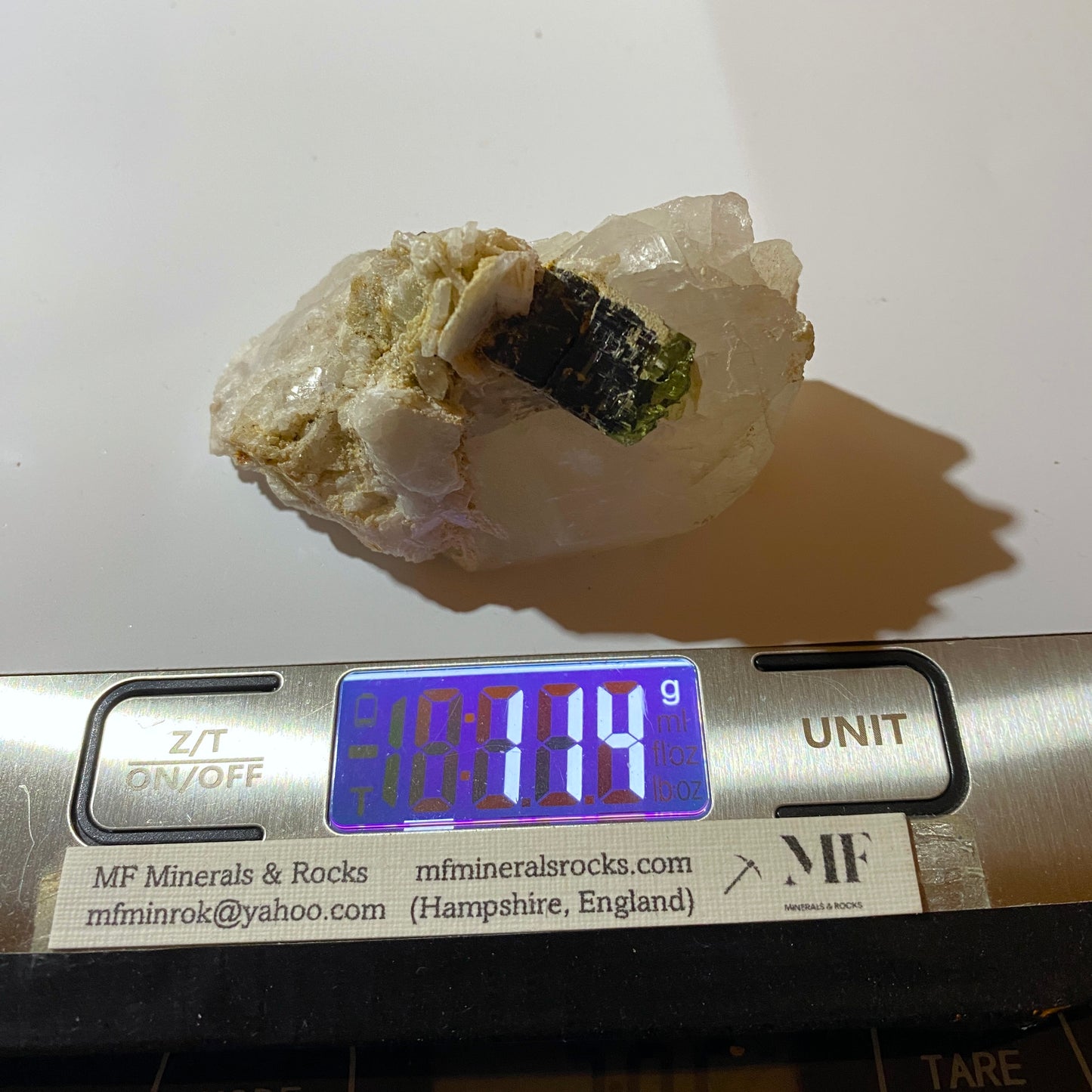 VERDILITE TOURMALINE IN QUARTZ & ALBITE - STAK NALA, SKARDU, PAKISTAN 114g MF4475