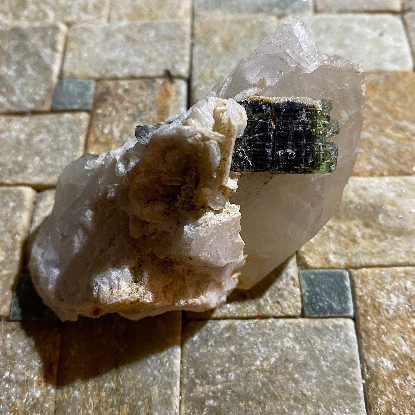 VERDILITE TOURMALINE IN QUARTZ & ALBITE - STAK NALA, SKARDU, PAKISTAN 114g MF4475