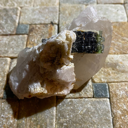 VERDILITE TOURMALINE IN QUARTZ & ALBITE - STAK NALA, SKARDU, PAKISTAN 114g MF4475