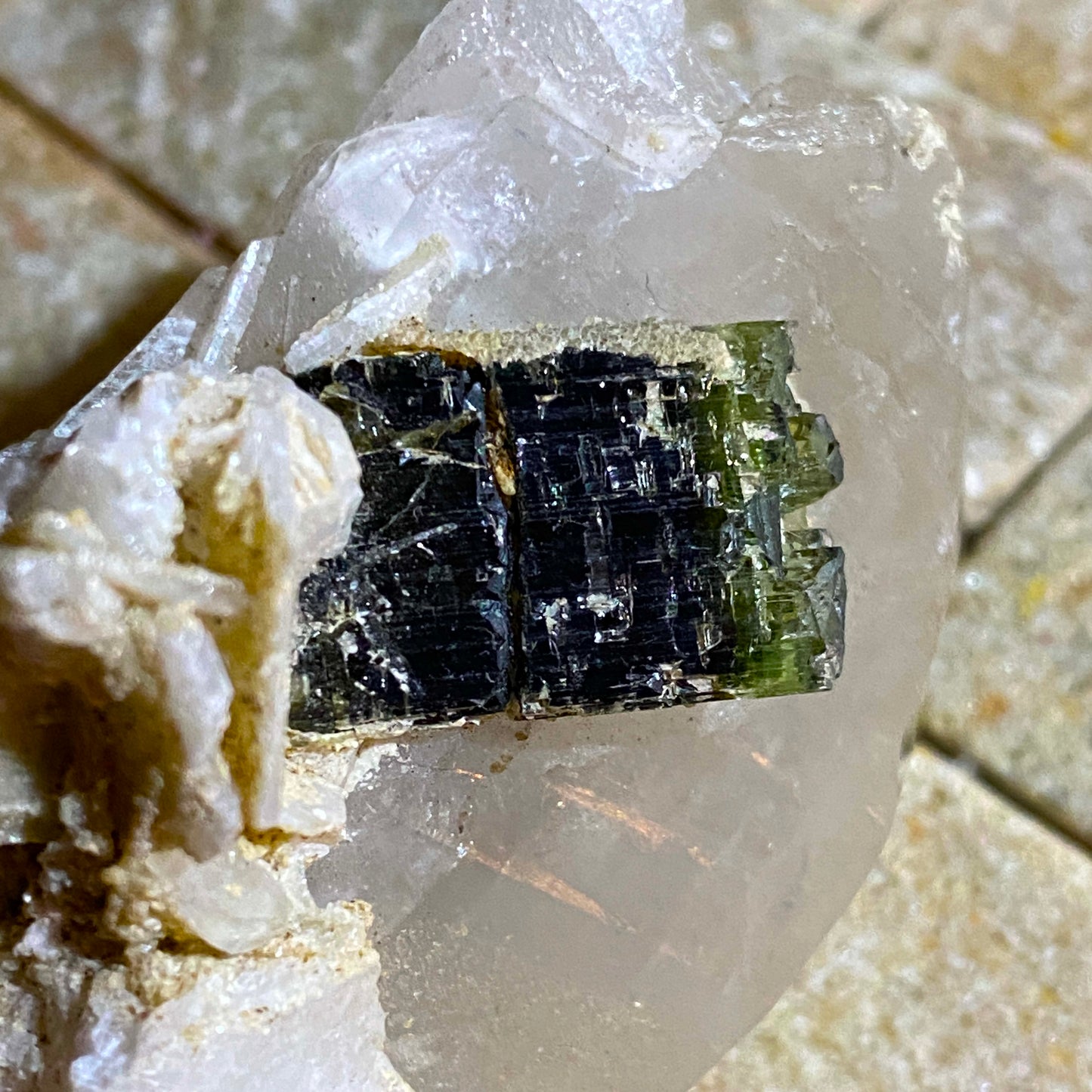 VERDILITE TOURMALINE IN QUARTZ & ALBITE - STAK NALA, SKARDU, PAKISTAN 114g MF4475