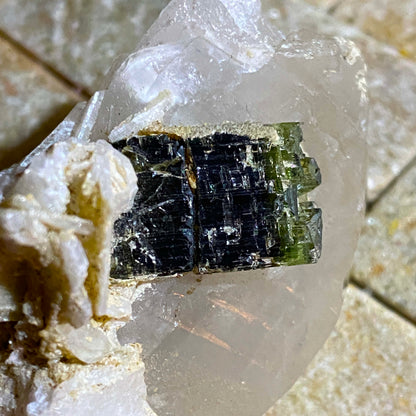VERDILITE TOURMALINE IN QUARTZ & ALBITE - STAK NALA, SKARDU, PAKISTAN 114g MF4475