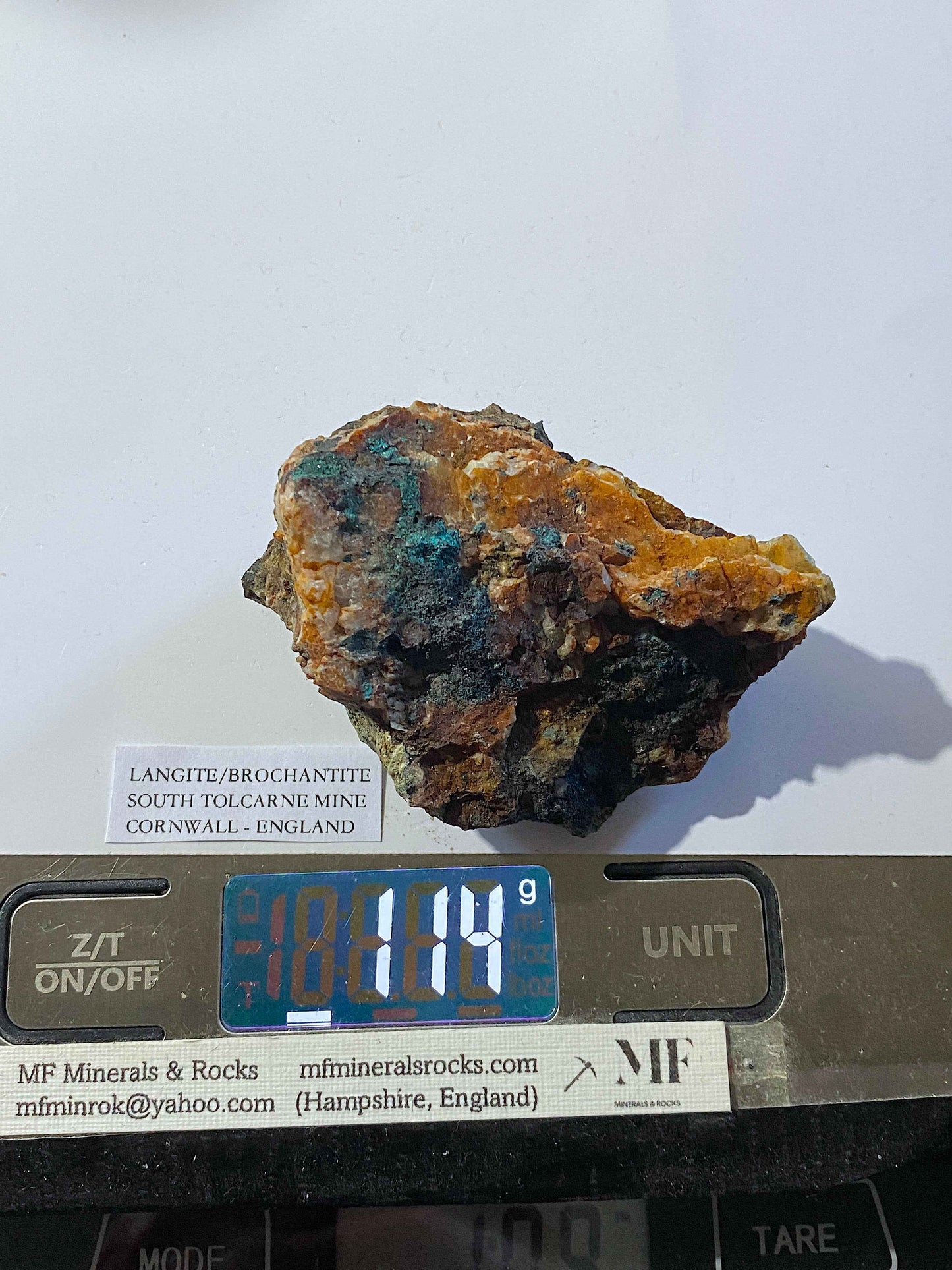 LANGITE/BROCHANTITE : SOUTH TOLCARNE MINE, BEACON, CORNWALL. 114g MF5028