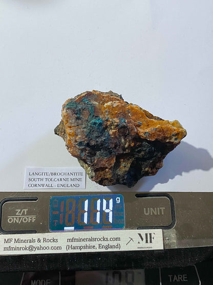 LANGITE/BROCHANTITE : SOUTH TOLCARNE MINE, BEACON, CORNWALL. 114g MF5028