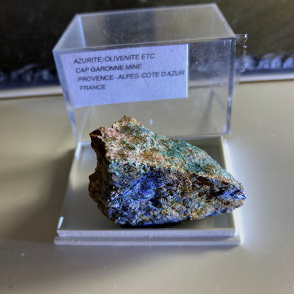 AZURITE WITH OLIVENITE, CAP GARONNE MINE, FRANCE 48g MF1823