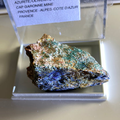 AZURITE WITH OLIVENITE, CAP GARONNE MINE, FRANCE 48g MF1823