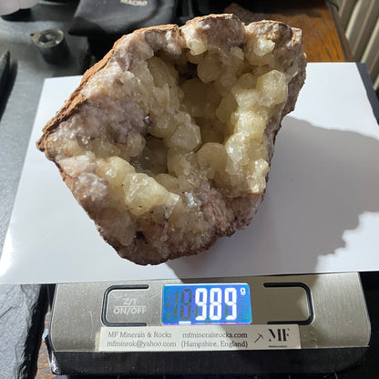 LIMESTONE VUG WITH CALCITE/QUARTZ, DULCOTE, SOMERSET HEAVY 990g MF1491