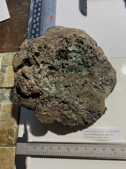 VERY HEAVY/DENSE COPPER MINERALISATION : GREAT WORK MINE, BREACE, CORNWALL 1875g MF5033