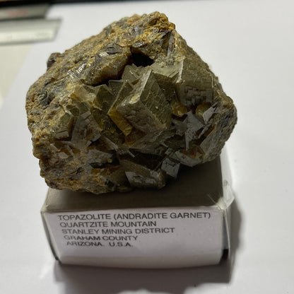 TOPAZOLITE [ANDRADITE GARNET VARIETY], RARE., QUARTZITE MT, ARIZONA. 242g MF1490