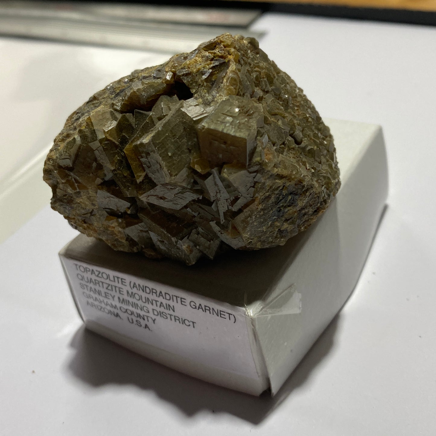 TOPAZOLITE [ANDRADITE GARNET VARIETY], RARE., QUARTZITE MT, ARIZONA. 242g MF1490