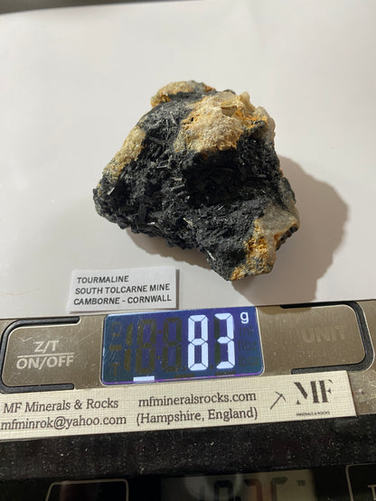 SCHORL TOURMALINE : SOUTH TOLCARNE MINE, BEACON, CORNWALL. 83g MF5036
