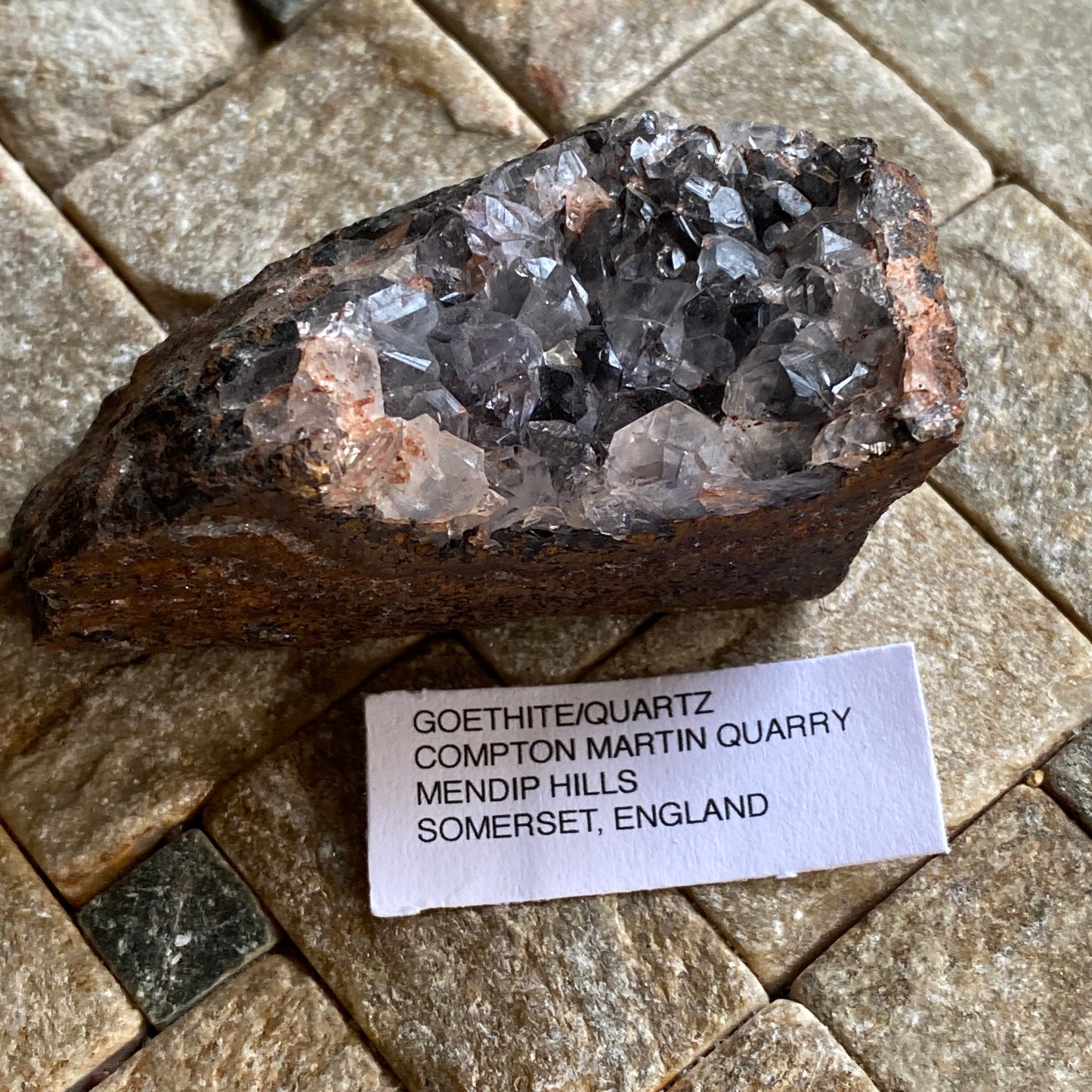 QUARTZ/GOETHITE, COMPTON MARTIN QUARRY, SOMERSET, ENGALND 83g MF1819