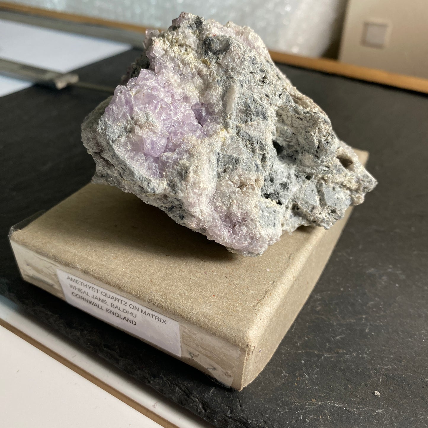 AMETHYST ON MATRIX , WHEAL JANE, BOLDHU, CORNWALL 230g MF1817