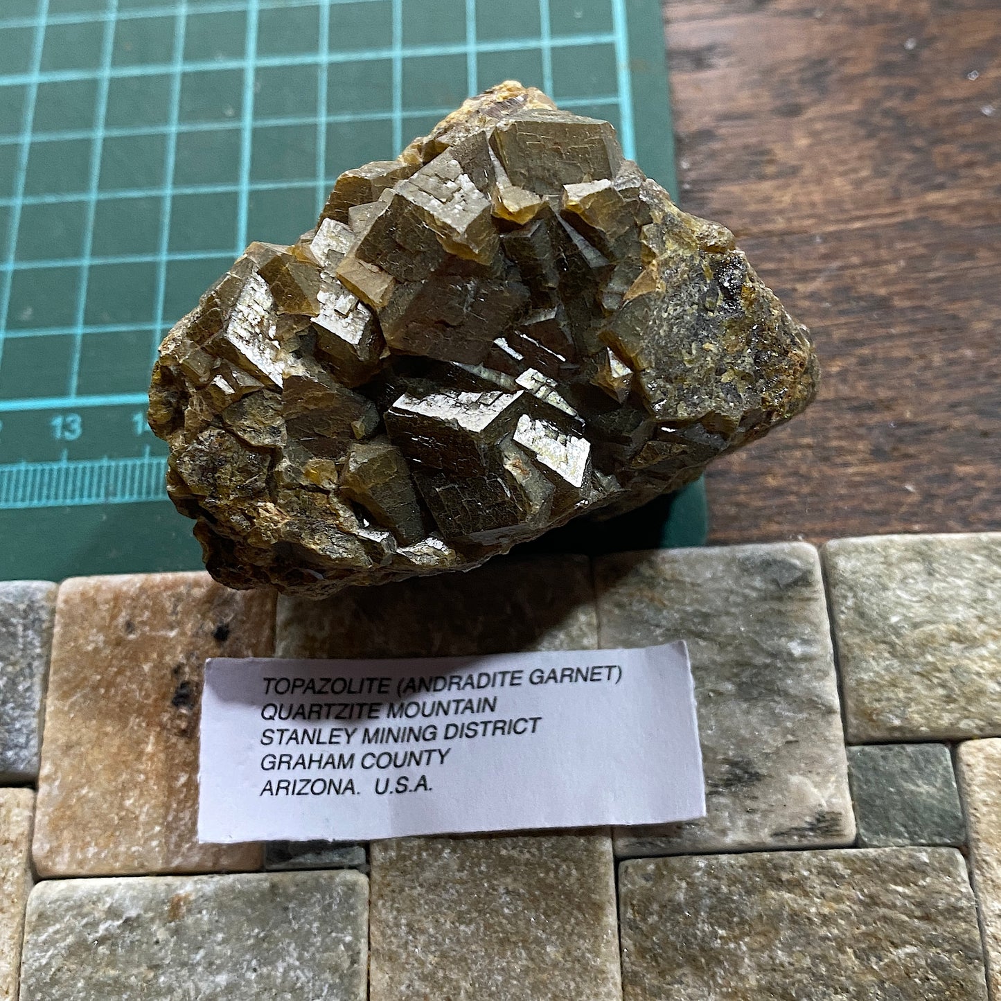 TOPAZOLITE [ANDRADITE GARNET VARIETY], RARE., QUARTZITE MT, ARIZONA. 242g MF1490