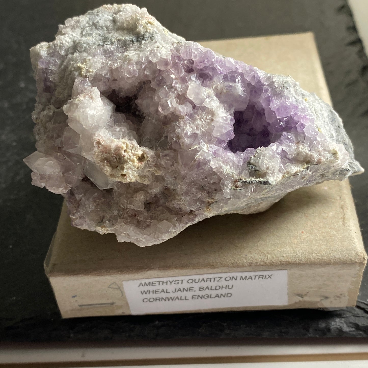 AMETHYST ON MATRIX , WHEAL JANE, BOLDHU, CORNWALL 230g MF1817