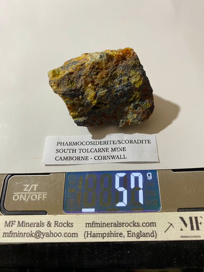 PHARMOCOSIDERITE/SCORADITE [ETC] : SOUTH TOLCARNE MINE, CAMBORNE, CORNWALL  57g MF5040