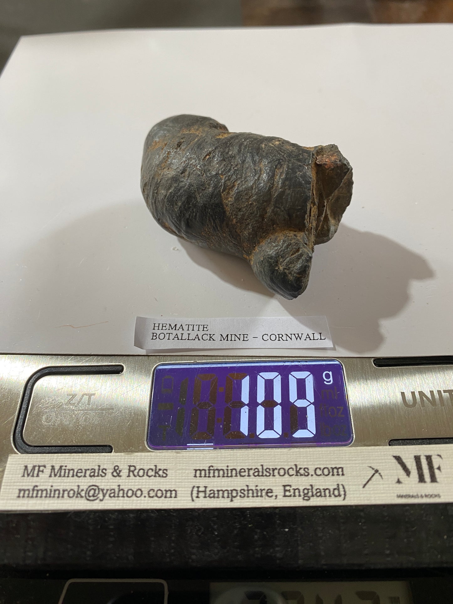 HEMATITE "KIDNEY ORE : BOTALLACK MINE, ST JUST, CORNWALL 109g  MF5047